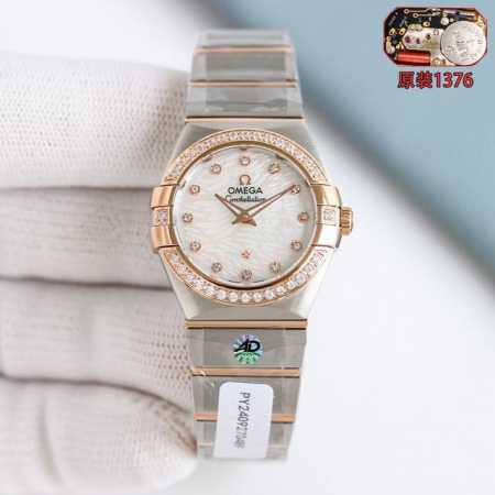 白 -金 钻+50 3S出品， 钢带包金，最高版本 原装机心 欧米伽 Omega 型号123.15.27.60.55.004。四代星座永恒经典款！ 星座系列表壳 - 点击图像关闭