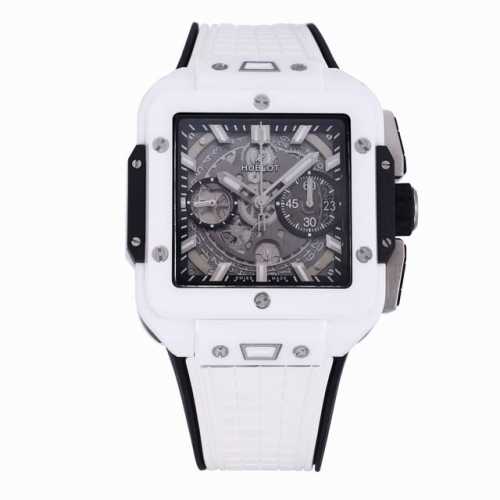 Bbf全新核心作品 Hublot宇舶表荣耀发布全新Square Bang Unico全陶瓷腕表 恒宝方形大爆炸 不计成本采用高透蓝宝石字面 上下桥形蓝宝石 采用