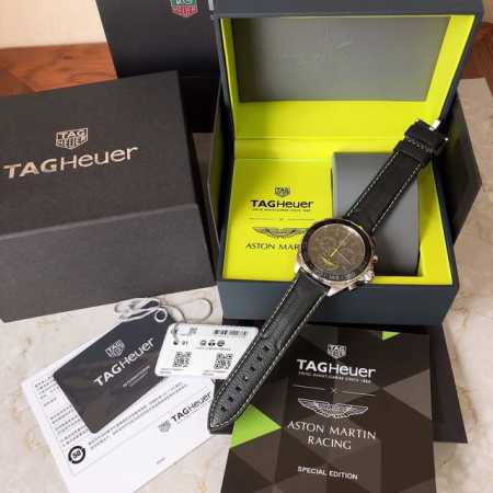 新款高颜值！Tagheuer 泰格豪雅f1系列gulf特别版阿斯顿马丁，石英男士腕表 原单货！六针计时带日历！瑞士原装石英机芯！真皮表带表壳，蓝宝石玻璃！专柜售 - 点击图像关闭