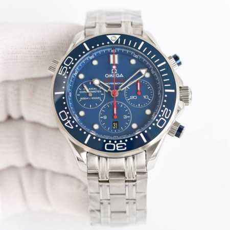 Sj出品 胶带款 钢带款 欧米茄 Omega 海马300米 Gr3 1：字盘面光泽度透亮 海马300系列 2：表壳拉沙细腻纹路线条不会出现断纹，圈口转动声音清脆 - 点击图像关闭