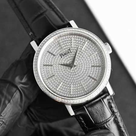 白钻 金钻 Plaget Count‘S Fine Jewels 伯爵高级珠宝腕表 18K白金材质 后镶满天星顶级T方钻石 41×11Mm表径 手动超薄透底机芯 - 点击图像关闭