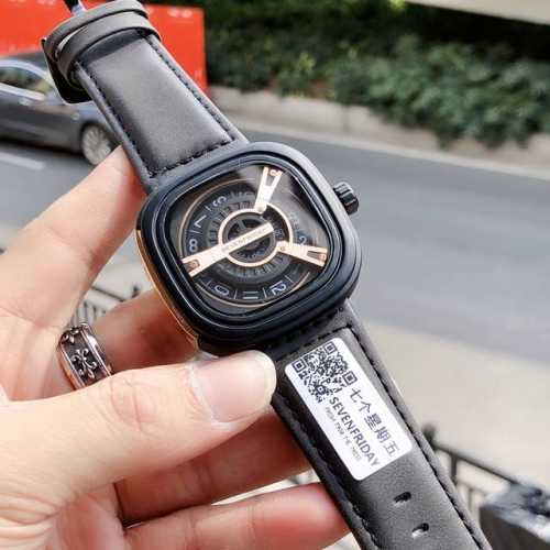 特价 七个星期五-Sevenfriday空气动力学得标志原版复刻男士腕表ips颅内电镀，原版一模一样哦 高端矿物质耐磨进口小牛皮表带，进口石英机芯 尺寸：47M