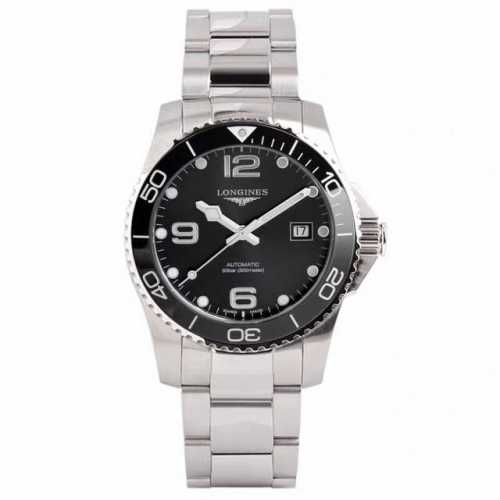 Longines 浪琴 新款康卡斯陶瓷表圈机械男表L3.781.4.56.6 96.6，搭配全自动机械