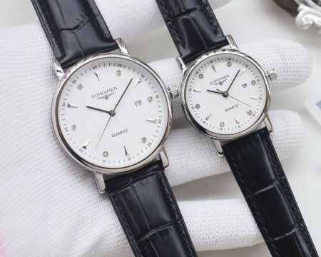 金壳+20钢带20 品牌：浪琴-Longines 类型：情侣腕表 壳套：顶级版316精钢L 表带：进口小牛皮表带 316L精钢表带 机芯：进口石英机芯 镜面：矿 - 点击图像关闭