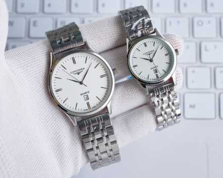 白 金 钢带+20 。浪琴-Longines精品情侣对表携手而来，简约精致，品质精湛，热卖全城。采用进口石英机芯，顶级316精钢表壳，进口小牛皮表带，矿物质超强 - 点击图像关闭