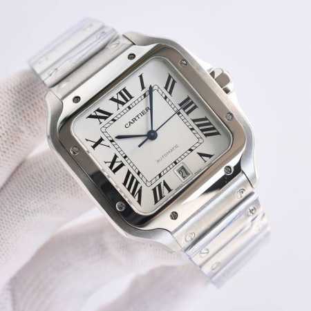 白壳 金壳 卡地亚 Cartier 山度士系列 Af1 1 表壳 正品开模 搭载最好的进口316L材质 2 表盘 正品开模出来的表盘 3 表针 瑞士工艺烧制蓝针 - 点击图像关闭