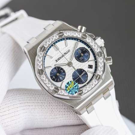 统一价： H8小红书热门爆款新款Ap爱彼Audemars Piguet 皇家橡树女款多功能计时机械腕表 专柜尺寸37Mm 圈口 圈口采用进口钻石原装镶嵌手法 把 - 点击图像关闭
