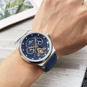 百达翡丽 patek philippe 精品男士腕表,精雕细琢，陀飞轮精选，多功能显示 包含万年历 星期 日历尽显精致细节与高超技艺，搭载多功能全自动机械机芯，