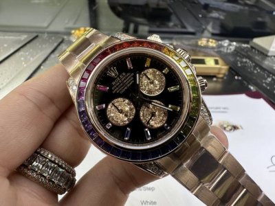劳力士 迪通拿 4130机芯改装 彩虹迪 表圈镶嵌彩宝石