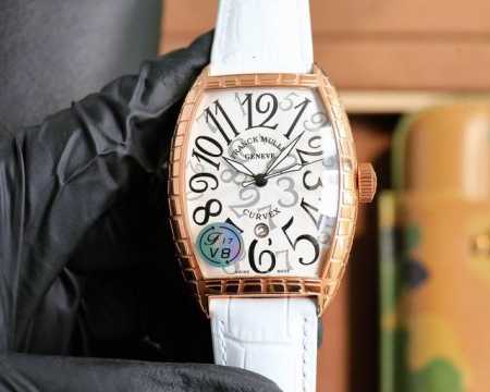 法兰克 穆勒 Franck Muller 55*42*13Mm 全自动机械机芯 双面小牛皮原装针扣 酒桶形拱桥状壳 烈日之下 万众瞩目 - 点击图像关闭