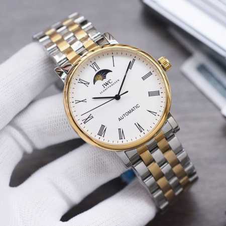 白皮 玫 钢带＋20 万国-Iwc42*12Mm 新品男士腕表搭载全自动机械日月星辰 矿物质耐磨镜面独特复古壳身设计就像美式嘻皮士的皮衣一味的崇拜别人，不如高傲 - 点击图像关闭