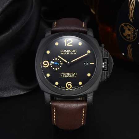 沛纳海--Panerai 类型：男士顶级腕表 机芯：有全自动上海机械机芯 表壳：316L精钢表壳 镜面：矿物强化防摔玻璃 皮带：真牛皮表带 尺寸：直径44Mm， - 点击图像关闭