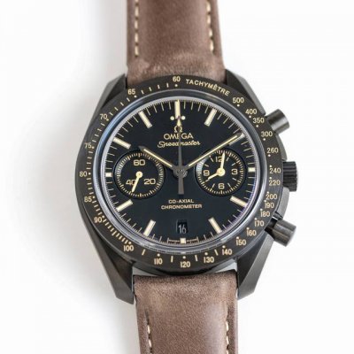 Tvs， 欧米茄 Omega 超霸系列月之暗面腕表，升级版311.92.44.51.01 7 DDD 44.25毫米同轴计时表，自主研发自制9300机芯3点盘为