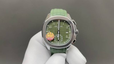 百达翡丽 Aquanaut系列，手雷系列 腕表型号：5968A-001 Pp 50毫米不锈钢表壳 计时指针、精确至四分之一秒的外缘轨道式刻度、60 分钟累积计时