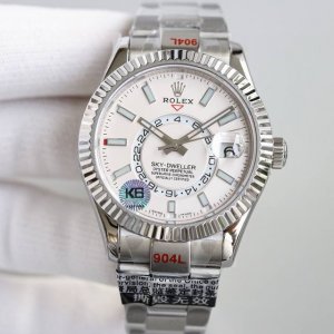 新品劳力士Rolex Sky-Dweller 天行者！ 表壳 尺寸42Mm，沉稳可靠、雍容大度！表圈采用劳力士Ring Command三角坑纹，旋转外圈可调转月