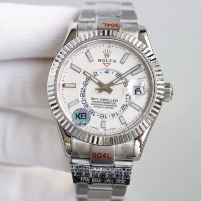新品劳力士Rolex Sky-Dweller 天行者！ 表壳 尺寸42Mm，沉稳可靠、雍容大度！表圈采用劳力士Ring Command三角坑纹，旋转外圈可调转月