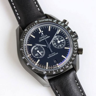 Tvs先锋之作， 超霸系列月之暗面腕表311.92.44.51.01 5 44.25毫米同轴计时表，自主研发自制9300机芯3点盘为 12小时 和 30分钟 累