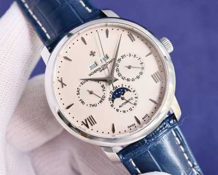 独特风格 : 白 ，金 ，江诗丹顿 -Vacheron Constantin新款锅盖，耗时长达8个月！超薄男士自动机械腕表，采用进口原装9015机芯，每小时振频 - 点击图像关闭