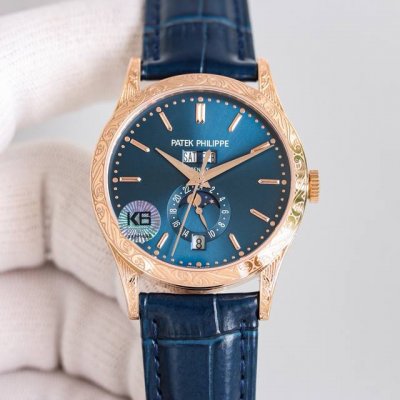雕刻金白同价： Tw推出新版本雕花壳 百达翡丽复杂功能计时5205G腕表！ 1历经两年不断对机芯进行改造与调试，一贯追求以原装工艺为目标！ 2直径38.5Mm！