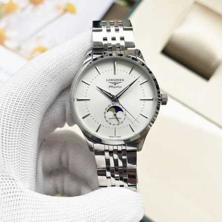 白 金 钢带+20。浪琴-Longines 精品男士腕表全新多功能设计，尊贵大气，绅士风范，卓越品质，热卖全城。采用全自动机械机芯，顶级316精钢表壳，矿物质超 - 点击图像关闭