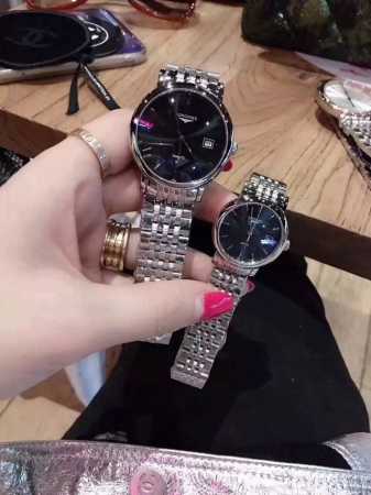 博雅系列情侣款条钉款拱形蓝光玻璃精钢表带材质 专柜质量情侣款男39Mm女29Mm。 - 点击图像关闭