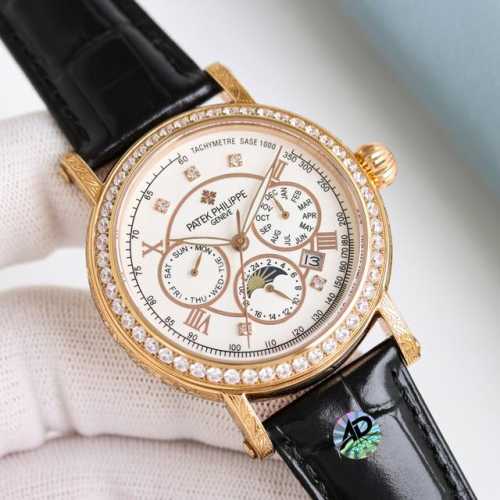 白 -金钻+50 百达翡丽Patek Philippe复杂功能系列-纯手工-雕花腕表-惊艳登场，42毫米的表径适配大众男性手寸，非常商务可亦休闲。整表表壳手工雕