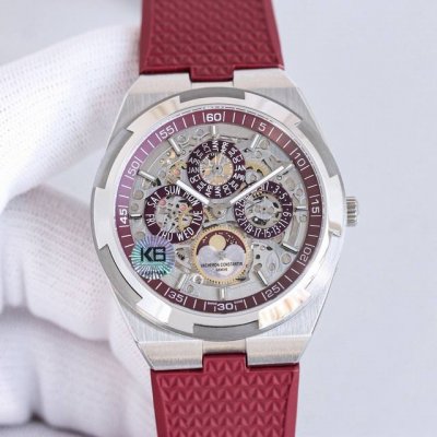 V3版本江诗丹顿红色镂空 纵横四海系列新款 4300V120G-B102万年历多功能腕表 独家时尚版本 搭载与一致Cal. Qp机芯，配置Overseas纵横四