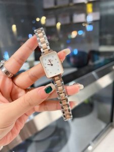Dw 新品低调奢华女款，钻面小方表 石英机芯，合金材质与白金电镀，整体质感和气质都变了，精致感upup搭配小巧壳形，上手效果完美！尺寸26Mm双按扣 牛皮表带