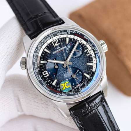 Twa出品 Jaeger-Lecoultre 积家 北宸系列 Geographic Wt地理学家世界时腕表采用蓝黑渐变色与全黑色表盘 腕表的凸缘显示全球24个时 - 点击图像关闭
