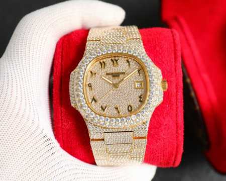 圈口 钢带 圆镶钻 统一 圈口 钢带 T方镶钻 统一 Patek Philippe 最新大镶钻圈口，Pp百达翡丽 Nautilus 5711 白金鹦鹉螺系列腕表 - 点击图像关闭