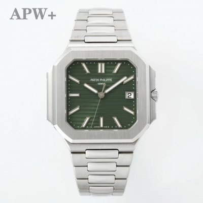 Apw 新款百达翡丽330机芯 Cubitus方形系列 5821“小电视” 优雅运动腕表标杆！ 1.表壳 独树一帜的方形圆角表壳设计，采用鹦鹉螺的两层壳体结构，