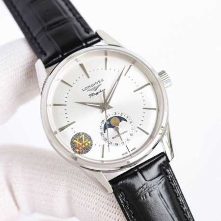 绅士风度 : Tw新品，浪琴军旗经典复刻日月星辰腕表，新款上市！ 字面：采用弧形设计，同时搭配太阳玟，时分针夜光涂层，无论日夜均可清晰显时，镶嵌立体时标，呈现出 - 点击图像关闭