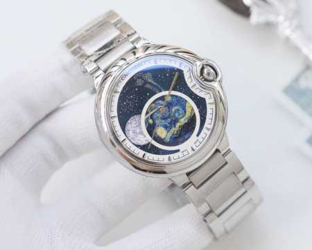 白壳 ，金壳 ，钢带30 品牌：卡地亚-Cartier 类型：男士腕表 壳套：顶级版316精钢l 表带：进口小牛皮表带 316精钢表带 机芯：全自动进口机械机芯 - 点击图像关闭