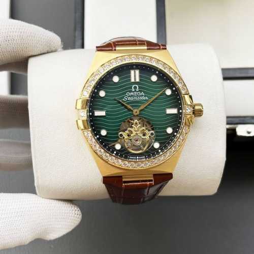 白钻 金钻 欧米茄-Omega火爆新品 搭载全自动机械机芯 316精钢表壳 简约时尚 优雅尊贵 矿物质强化玻璃镜面 真牛皮表带 商务休闲 精致型男首选 直径40