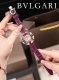 新款宝格丽Divas’ Dream系列 腕表 镶嵌圆形明亮式切割钻石、紫水晶，白色珍珠母贝表盘，紫色意大利牛皮表带。 防水深度可达30米 搭载瑞士朗达石英机芯，