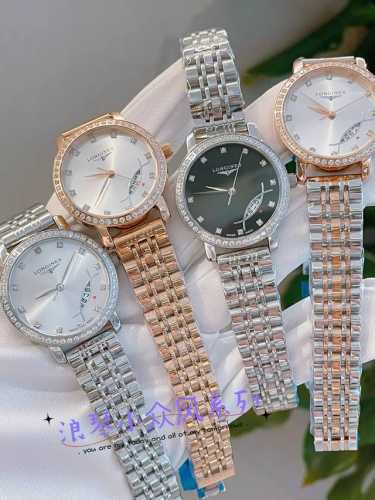 白钻 玫 钢带20陶瓷40 新款浪琴-Longines简约大气女款 进口石英机芯 矿物质玻璃镜面 316L精钢表壳 直径30Mm厚8Mm 该款腕表备受女性喜爱，