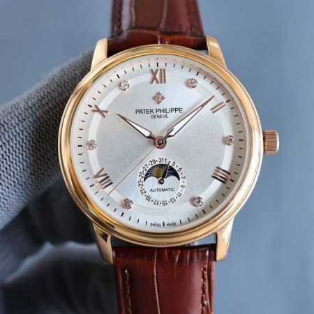 金+50 再次升级 2025百达翡丽Patek Philippe男士腕表．腕表月相系列,秉持了百达翡丽的一贯传统，更唯美的结合了6字位日历与被表友热捧的日月星相 - 点击图像关闭