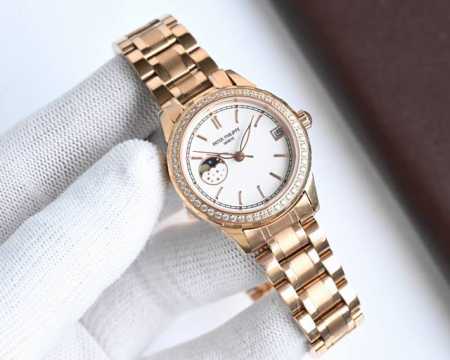 白 -金 百达翡丽Patek Philippe 淑女珠宝系列 月[月亮]相系列9字位日月星辰功能，搭载原装进口月相机芯 0返修0售后 ， 采用高端珍珠贝母表盘时 - 点击图像关闭