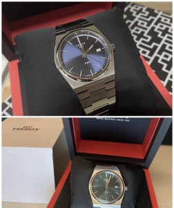 Tissot天梭 Prx超级玩家系列 自动机械机芯 防水,日期显示 男表 瑞表 40Mm 蓝色表盘 精钢表壳 钢精钢精钢表带