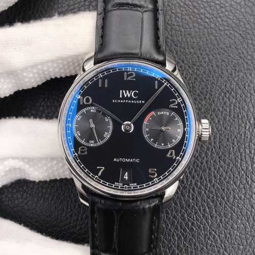 Zf出品 Iwc 葡7 V5版 最新机芯、Iwc－葡萄牙系列 七日链 葡七 自动机械机芯 独立小秒针 真动能指示 蓝宝石玻璃 牛皮表带42Mm