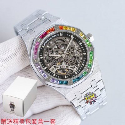 统一价： Gr爱彼彩虹新品上市，新款爱彼！彩虹15412Bc Adumars piguet 爱彼 15412Bc 霜金 镂空 彩虹 男士机械腕表 Calibre