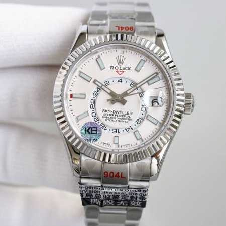 新品劳力士Rolex Sky-Dweller 天行者！ 表壳 尺寸42Mm，沉稳可靠、雍容大度！表圈采用劳力士Ring Command三角坑纹，旋转外圈可调转月 - 点击图像关闭