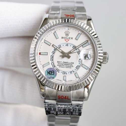 新品劳力士Rolex Sky-Dweller 天行者！ 表壳 尺寸42Mm，沉稳可靠、雍容大度！表圈采用劳力士Ring Command三角坑纹，旋转外圈可调转月