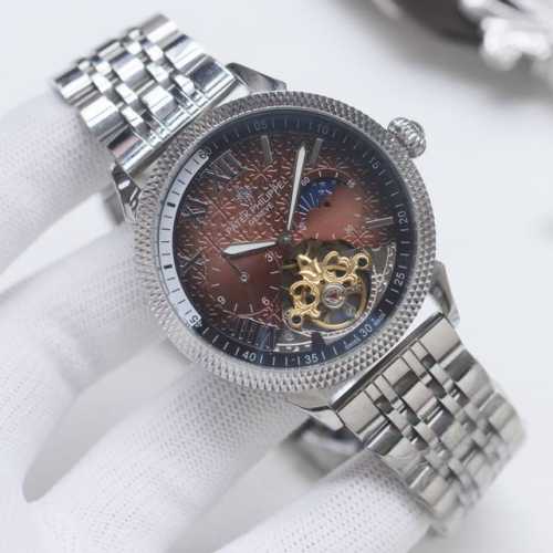 尊享价： 品牌：百达翡丽-Patek Philippe类型：男士腕表壳套：顶级版316精钢L表带：进口小牛皮 316精钢表带机芯：全自动进口机械机芯镜面：矿物质