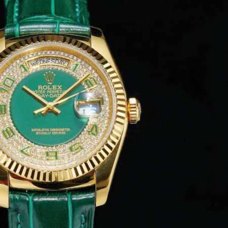顶级复刻 劳力士 Rolex 日志系列xf3 闪闪发光的劳来了！ 劳就要有金有钻 劳力士 Rolex 星期日历型 Day-Date 36Mm系列118138皮带 - 点击图像关闭