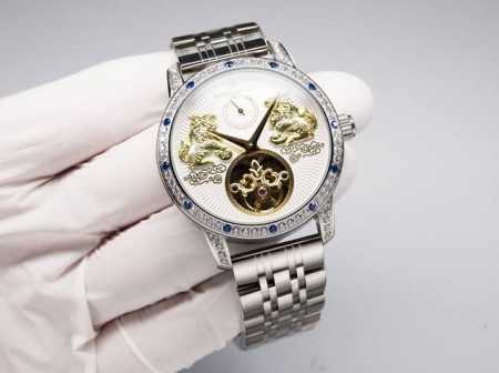 白钢 . 金20. 全新升级 钻圈版 Vacheron Constantin 江诗丹顿 Traditionnelle Tourbillon Qilin 陀飞轮腕 - 点击图像关闭