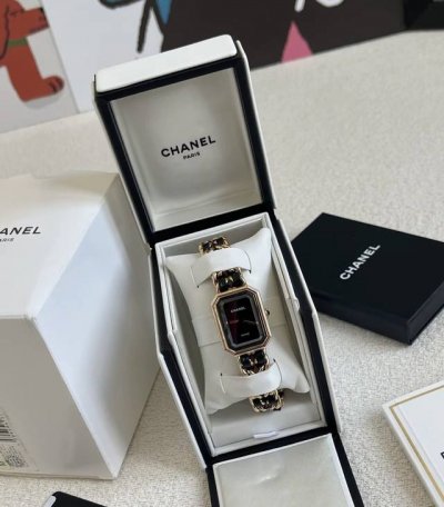 Chanel香奈儿 Chanel Premiere 腕表 石英机芯 精钢皮革表带 26Mm 黑色表盘 女表 时尚潮流