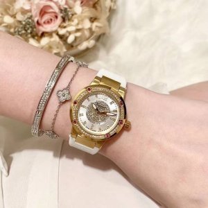 白 金+30钻+30菲拉格慕-Ferragamo 完美融合了时尚潮流的现代设计与瑞士卓越的制表传统的优雅时计蓝宝石玻璃瑞士机芯圈口镶钻进口 表带尺寸33Mm9M