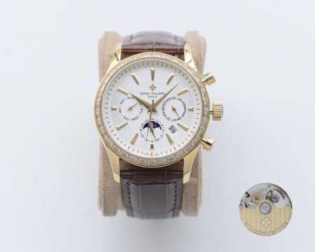 白 金玫 。百达翡丽-Patek Philippe复杂系列六针男表多功能腕表！搭载原装进口 0月相功能机芯机械表表盘上采用皮皮钻作为刻度更显示出这款腕表的华贵气 - 点击图像关闭