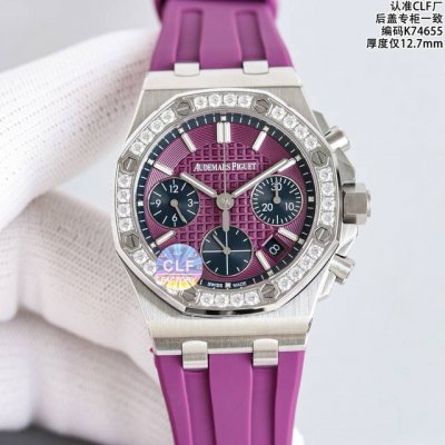 白壳 玫瑰金 Clf Ap34100St采用高品质氟橡胶表带 ！ Clf潜心巨作，后来居上！ 爱彼皇家橡树离岸型26231St系列 爱彼女表天花板之作！ 女款3